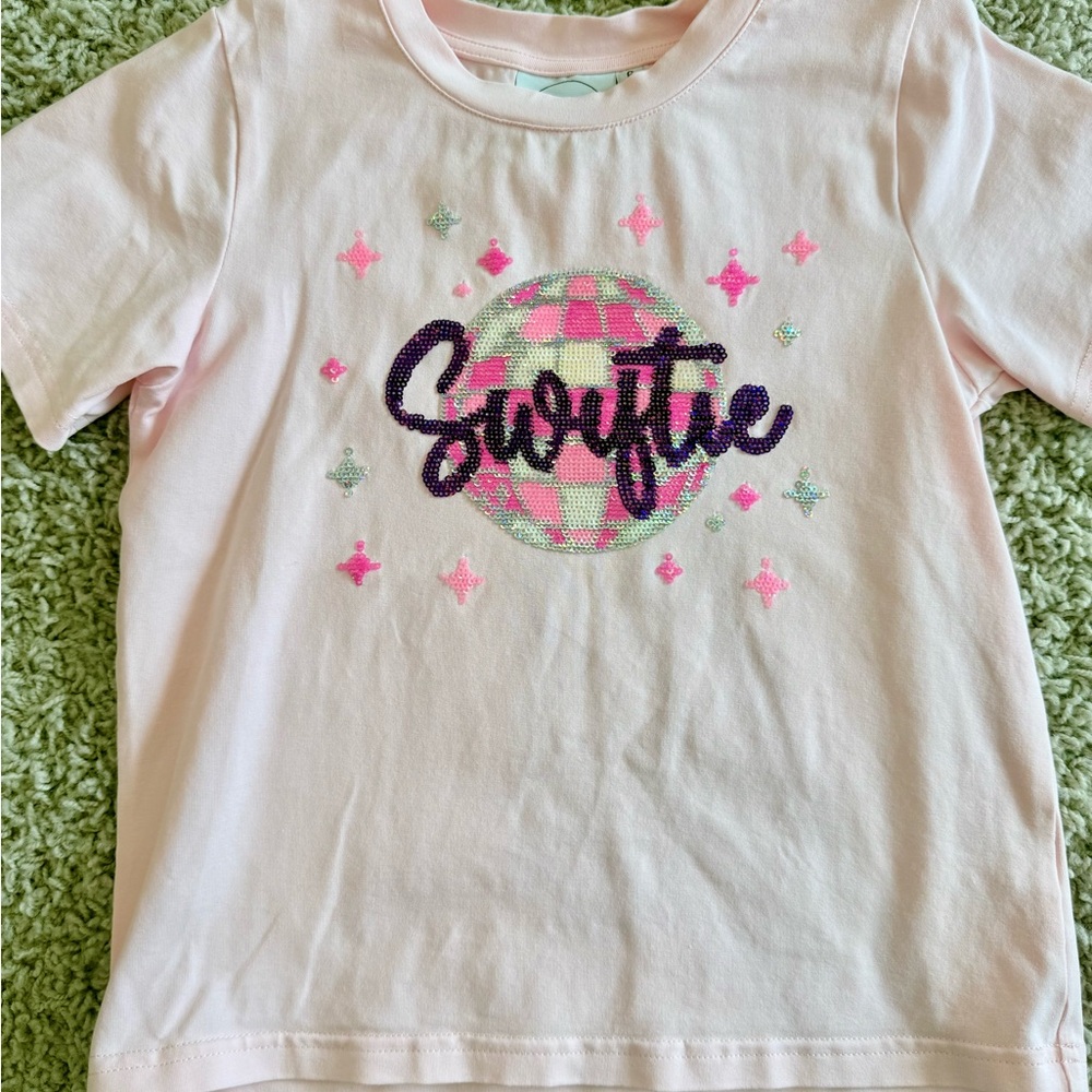 Girls Pink 'Swiftie’ Sequin Tee